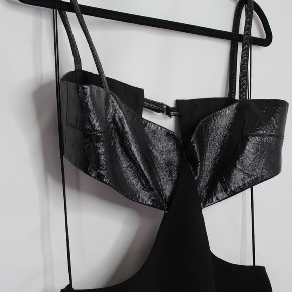 Alexis Marsella Dress Black Square Neck Midi Cutout Size Large - Picture 5 of 14